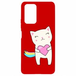 Чехол для Xiaomi Redmi Note 10 Pro Cute cat with heart - PrintSalon