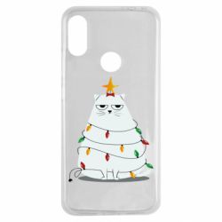 Чехол для Xiaomi Redmi Note 7 Cat and Christmas Lights - PrintSalon