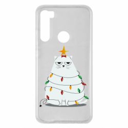Чехол для Xiaomi Redmi Note 8 Cat and Christmas Lights - PrintSalon