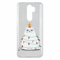 Чехол для Xiaomi Redmi Note 8 Pro Cat and Christmas Lights - PrintSalon