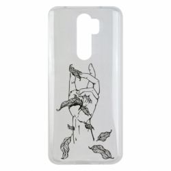 Чехол для Xiaomi Redmi Note 8 Pro Hand with leafs - PrintSalon