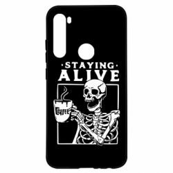 Чехол для Xiaomi Redmi Note 8 Staying alive with coffee - PrintSalon