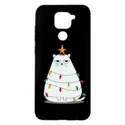 Чехол для Xiaomi Redmi Note 9/Redmi 10X Cat and Christmas Lights - PrintSalon