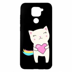 Чехол для Xiaomi Redmi Note 9/Redmi 10X Cute cat with heart - PrintSalon