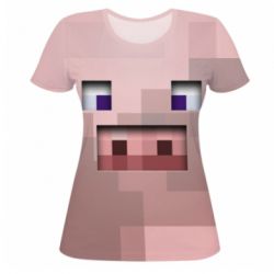 Жіноча 3D футболка Pig from minecraft - PrintSalon
