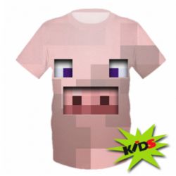 Дитяча 3D футболка Pig from minecraft - PrintSalon