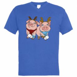 Мужская футболка  с V-образным вырезом Pigs - PrintSalon