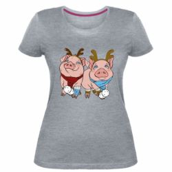 Женская премиум футболка Pigs - PrintSalon