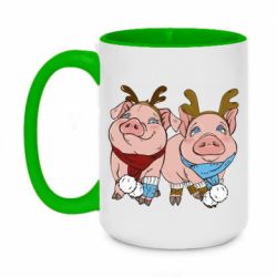 Чашка двухцветная 420ml Pigs - PrintSalon
