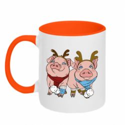 Чашка двухцветная 320ml Pigs - PrintSalon