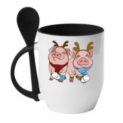Чашка с ложкой Pigs - PrintSalon