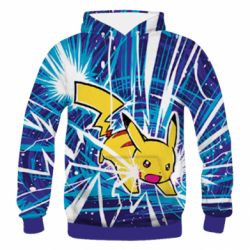 Чоловіче 3D худі Pikachu and lightning - PrintSalon