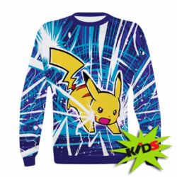 Дитячий 3D світшот Pikachu and lightning - PrintSalon
