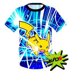 Дитяча 3D футболка Pikachu and lightning - PrintSalon