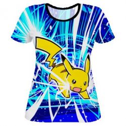 Жіноча 3D футболка Pikachu and lightning - PrintSalon