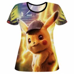 Женская футболка 3D Pikachu Detective Neon - PrintSalon