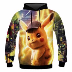 Мужское 3D худи Pikachu Detective Neon - PrintSalon