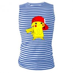 Майка-тельняшка Pikachu in a cap - PrintSalon