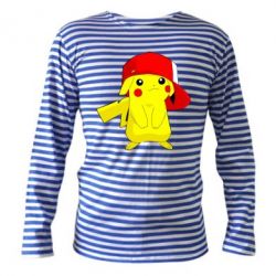 Тельняшка с длинным рукавом Pikachu in a cap - PrintSalon