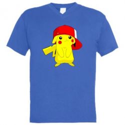 Мужская футболка  с V-образным вырезом Pikachu in a cap - PrintSalon