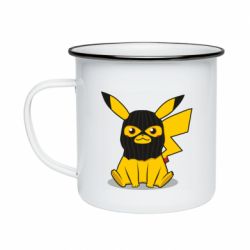 Кружка емальована Pikachu in balaclava - PrintSalon
