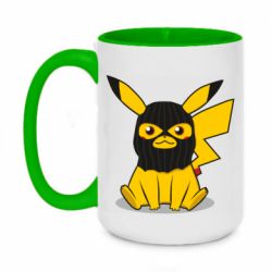 Чашка двокольорова велика Pikachu in balaclava - PrintSalon