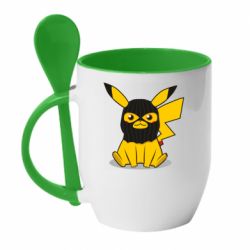 Чашка з ложкою Pikachu in balaclava - PrintSalon
