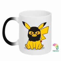 Чашка-хамелеон Pikachu in balaclava - PrintSalon