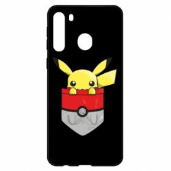 Чехол для Samsung A21 Pikachu in pocket - PrintSalon