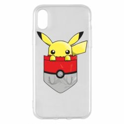 Чехол для iPhone X/Xs Pikachu in pocket - PrintSalon