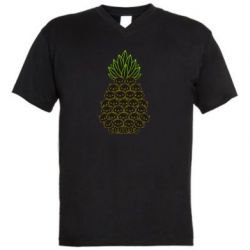 Мужская футболка  с V-образным вырезом Pineapple cat - PrintSalon