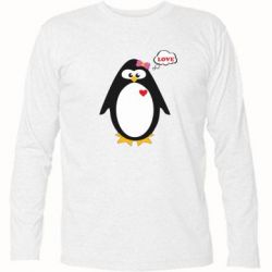 Футболка с длинным рукавом Пингвин девочка - PrintSalon