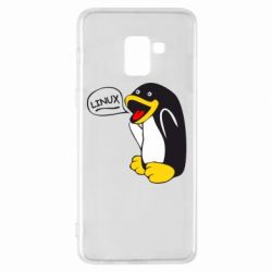 Чехол для Samsung A8+ 2018 Пингвин Линукс - PrintSalon