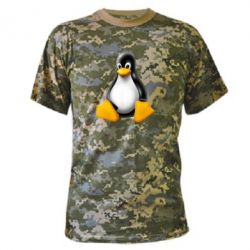 Камуфляжная футболка Пингвин Linux - PrintSalon