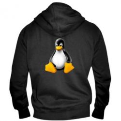 Мужское худи на молнии Пингвин Linux - PrintSalon