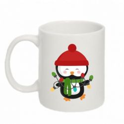Чашка 320ml Пингвин с гирляндой - PrintSalon