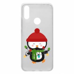 Чехол для Xiaomi Redmi 7 Пингвин с гирляндой - PrintSalon
