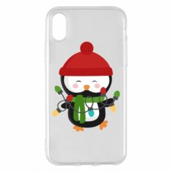 Чехол для iPhone X/Xs Пингвин с гирляндой