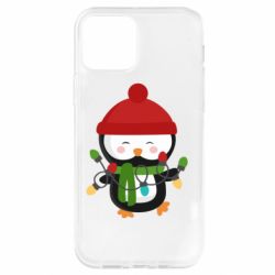 Чехол для iPhone 12 Pro Пингвин с гирляндой - PrintSalon
