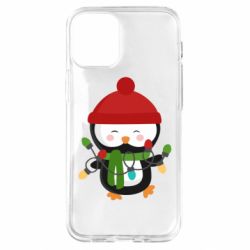 Чехол для iPhone 12 mini Пингвин с гирляндой - PrintSalon