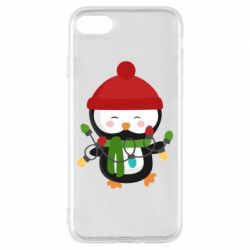 Чехол для iPhone 7 Пингвин с гирляндой - PrintSalon