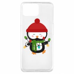 Чехол для Oppo A73 Пингвин с гирляндой - PrintSalon