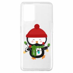 Чехол для Oppo A74 4G Пингвин с гирляндой - PrintSalon