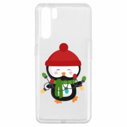 Чехол для Oppo A91/Reno3 Пингвин с гирляндой - PrintSalon