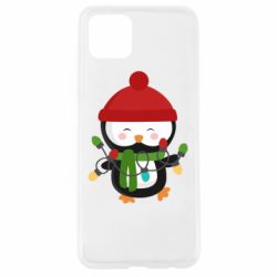 Чехол для Oppo A92s Пингвин с гирляндой - PrintSalon