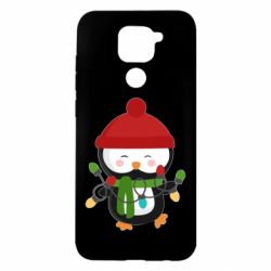 Чехол для Xiaomi Redmi Note 9/Redmi 10X Пингвин с гирляндой