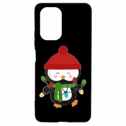 Чехол для Xiaomi Poco F3/K40 Пингвин с гирляндой - PrintSalon
