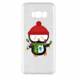 Чехол для Samsung S8 Пингвин с гирляндой - PrintSalon