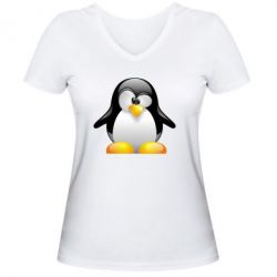Женская футболка с V-образным вырезом Пингвинчик - PrintSalon