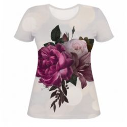 Жіноча 3D футболка Pink flowers - PrintSalon